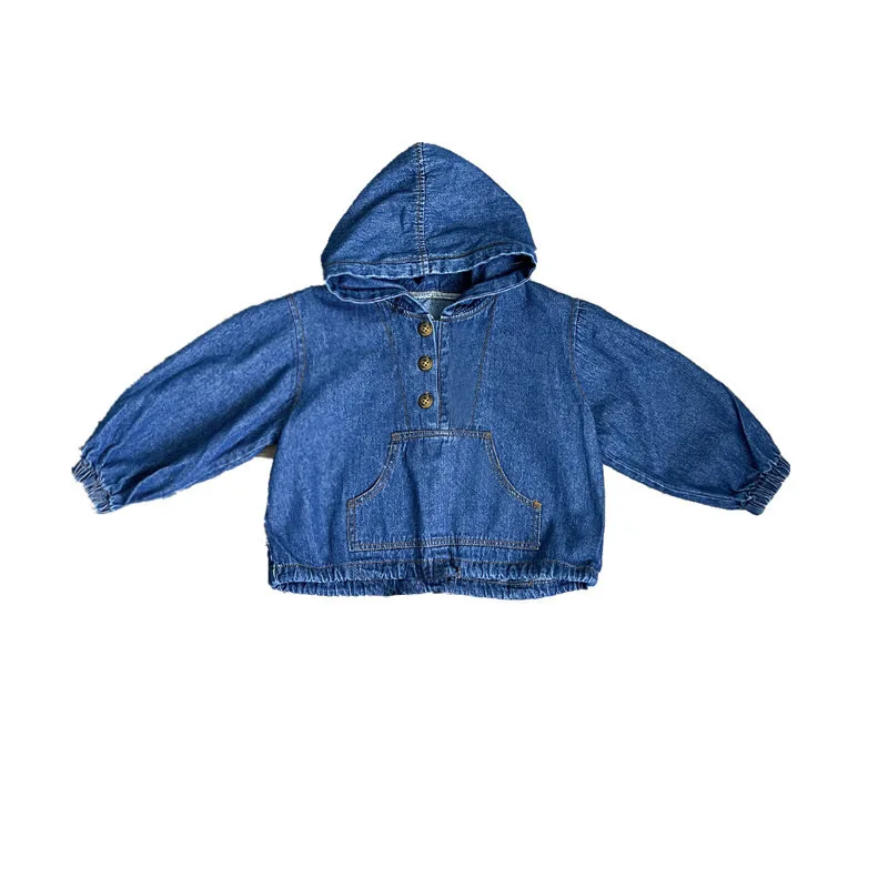 Baby Girls Boys Loose Hoodies Toddler Hooded Sweatshirt Spring Autumn Kids Demin Coat Solid Tops Casual Clothes