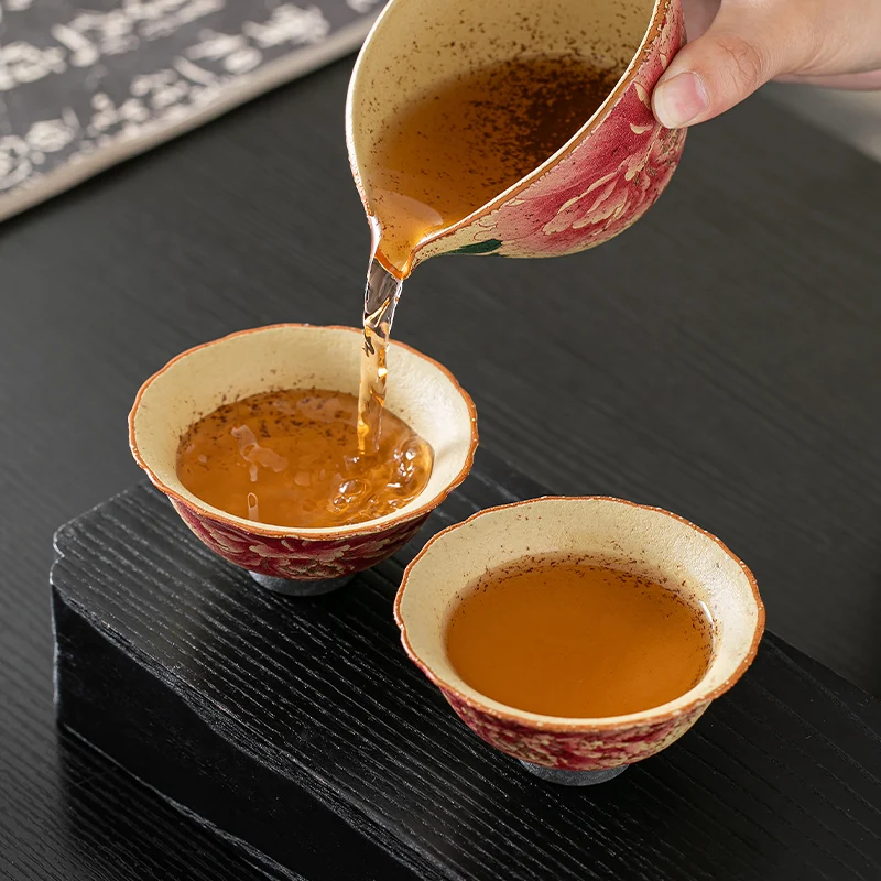 Ceramic master cup old retro peony small single tea cup household high-end tea set tea cup