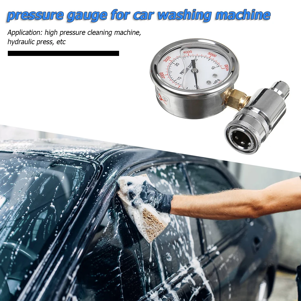 스테인레스 스틸?압력 세척기 압력 게이지 6000PSI/40MPa 3/8인치 QD 피팅 텔레스코픽 브러시 마이크로파이버 타월