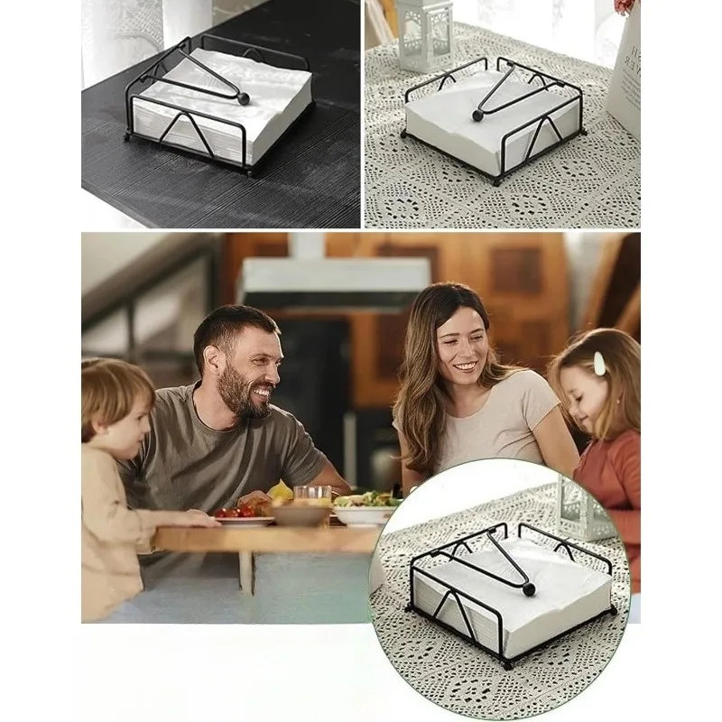 Sophisticated Wooden Base Napkin Dispenser with  Accents Ideal for Home  Countertop Use Tissue Holder for Versatile Settings.