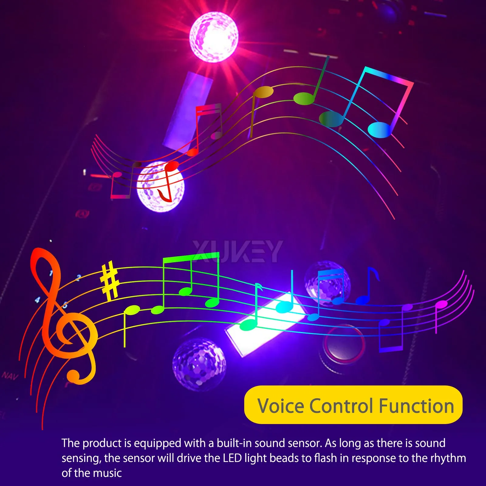 7 Colors Car Interior USB RGB Atmosphere Mood Lighting Neon Accent Kit Footwell Roof Ceiling Starry Music Sync Sound Activated