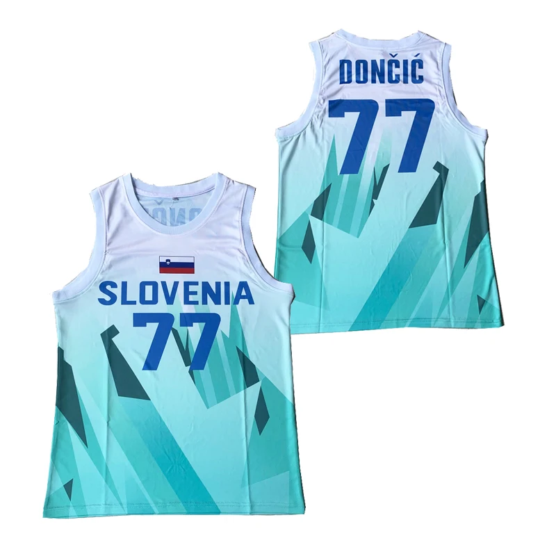 BG Basketball Jerseys Slovenija 77 Doncic Jersey Embroidery Sewing Outdoor Sportswear Hip-hop Movie