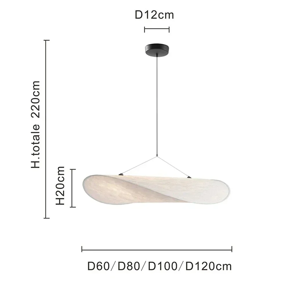Modern Silk Led Pendant Lamp Nordic Vertigo Ceiling Chandelier for Living Room Home Decor New Works Tense Fabric Hanging Light