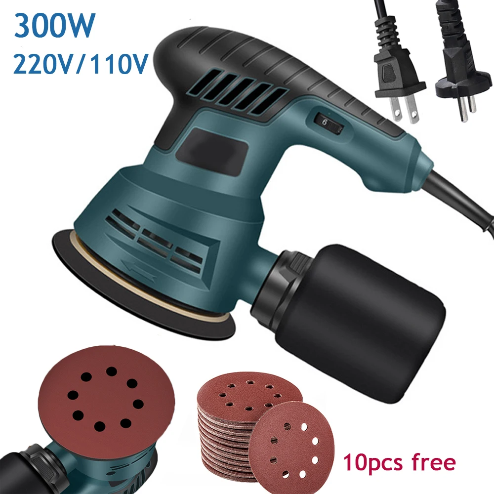Electric Sander 300W Electric Eccentric Sander 5 Inch 125mm Sanding Plate Electric Sander Wood Processing Furniture Car Polishing Machine