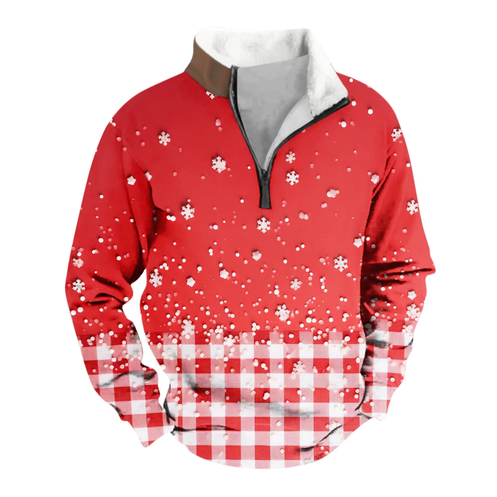 

Men‘S Christmas Print Pullovers Autumn Winter Standing Collar Long Sleeves Zipper Pullovers Outdoor Daily Sweatershirt Tops 2023