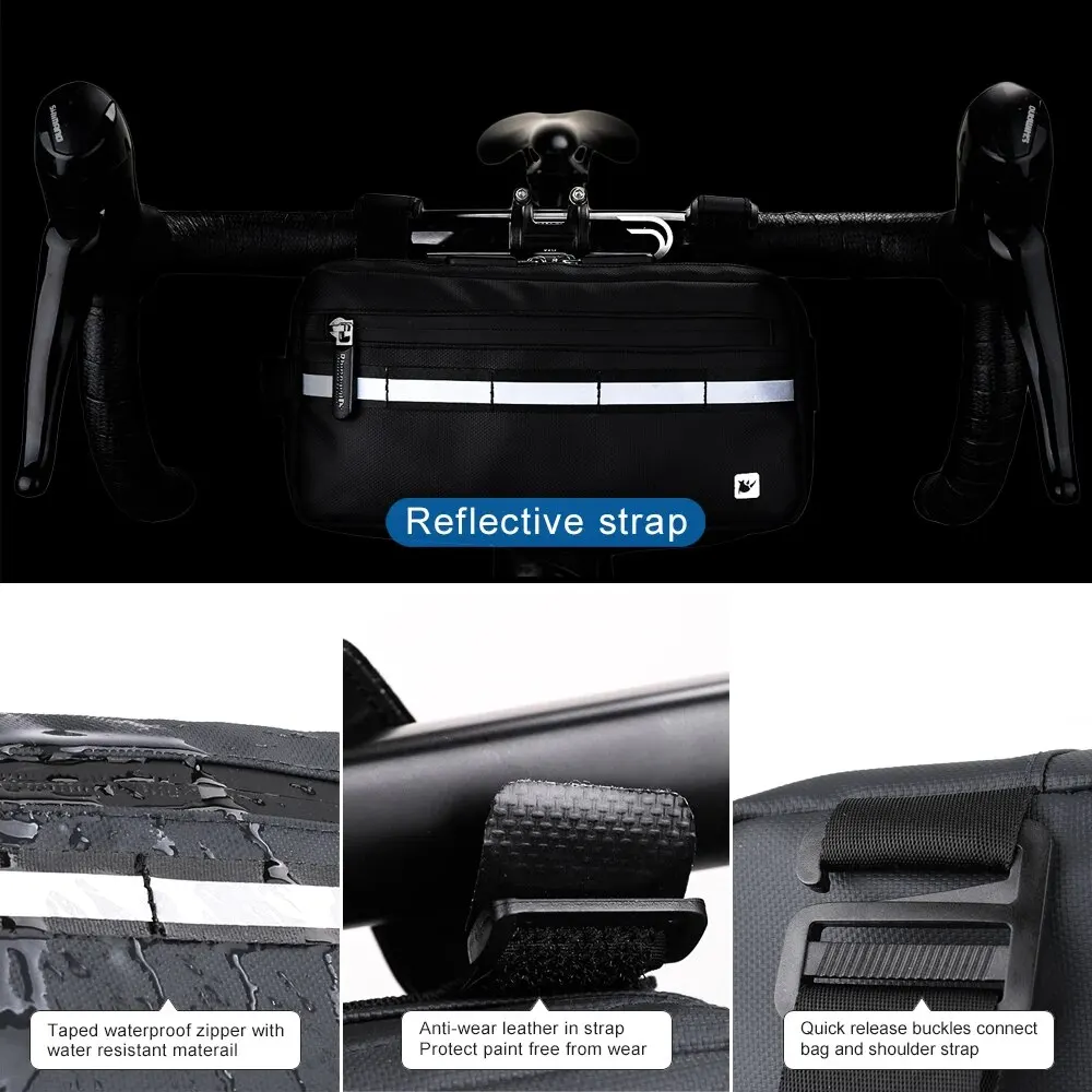 Bike Bag Bicycle Bag Bike Accessory Bike Storage Box Tools Storage Bag Rhinowalk Bicycle Handlebar Bag 3L Big Capacity Water-Repellent Multifunctional Shoulder/Waist/Frame Bag Storage Bike Cycling