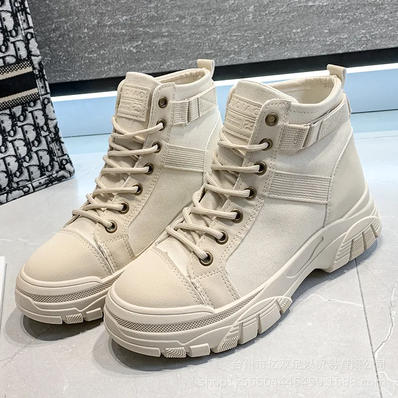 New 2022 Ladies Boots Fashion Shoes Autumn Winter Comfortable Leather Thick Platform Ankle Boot Platform Boots Female