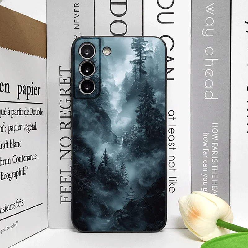Vintage Green Forest Landscape Pattern Shockproof Phone Case - Soft Cover