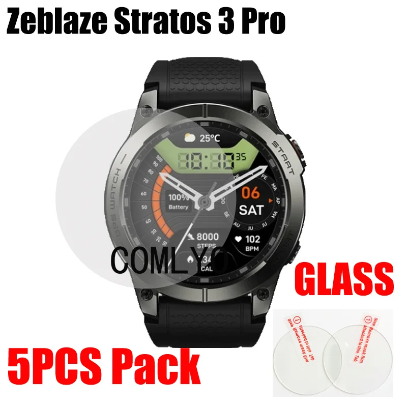 

5pcs for Zeblaze Stratos 3 Pro Tempered Glass Smart watch Screen Protector 9H 2.5D Film