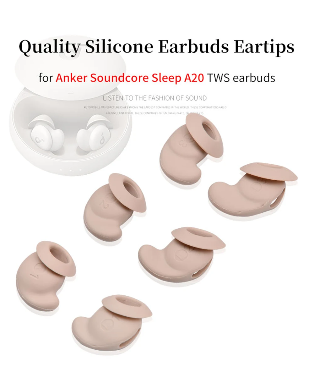 6Pcs Silicone Ear Tips for Anker Soundcore Sleep A20 True Wireless Earbuds Eartips A20 TWS Earhook headphones Tips Anti-drop