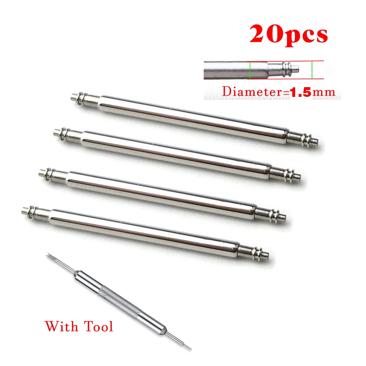 20pcs Stainless Steel Watch Band Spring Bars Repair Kit