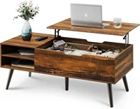 Wood Lift Top Coffee Table with Adjustable Storage Shelf and Hidden Compartment, Lift Tabletop Dining Table for Living Room 1