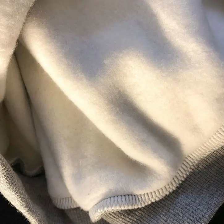 Pullover Oversize Wine Red Round Neck Fleece-Lined Sweater Women'S Men Ins Loose Large Size American Retro Thickened Coat