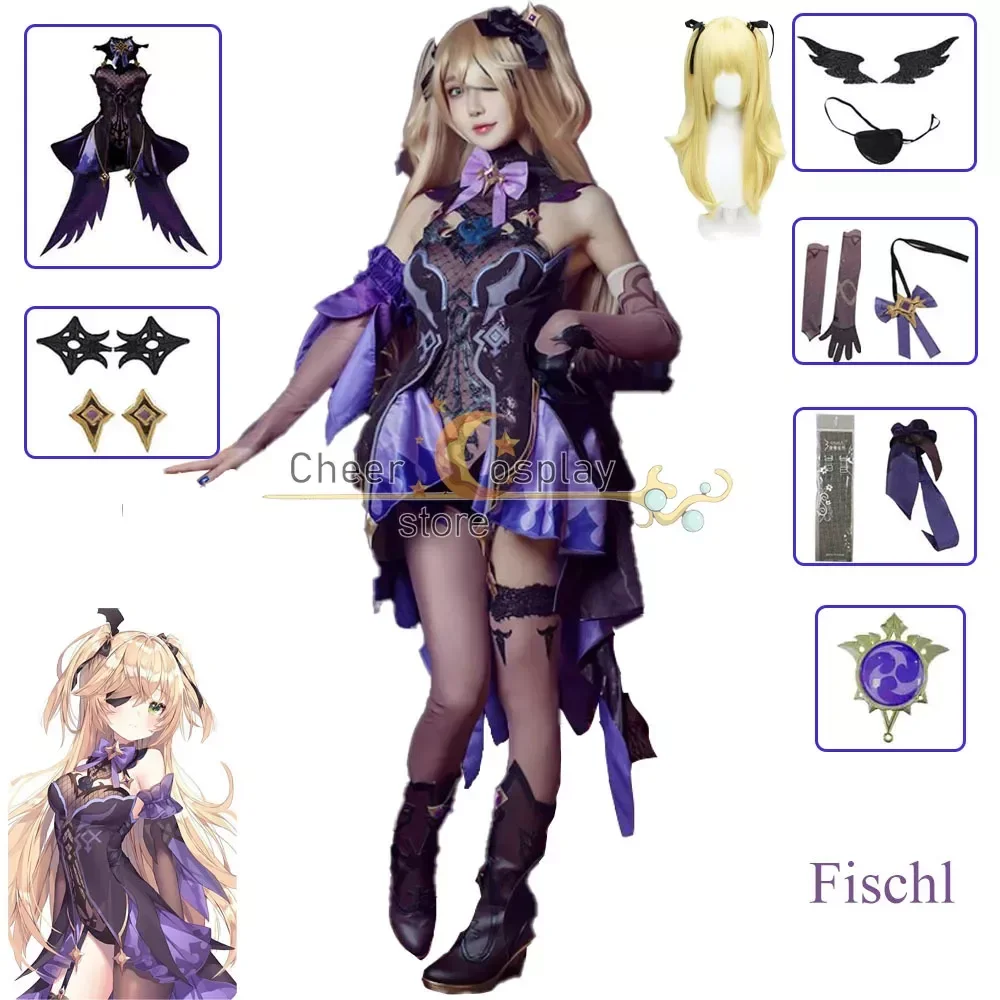

Game Genshinimpact Fischl Cosplay Costume Fischl Wig Halloween Game Cosplay Anime Dress for Women Genshinimpact Cosplay