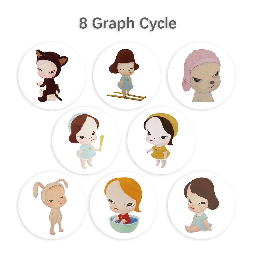 Cartoon Yoshitomo Nara Sealing Sticker DIY PVC Laptop Decals Decoration Stiker Reward Gift Toys 500pcs/Roll cartoon stickers