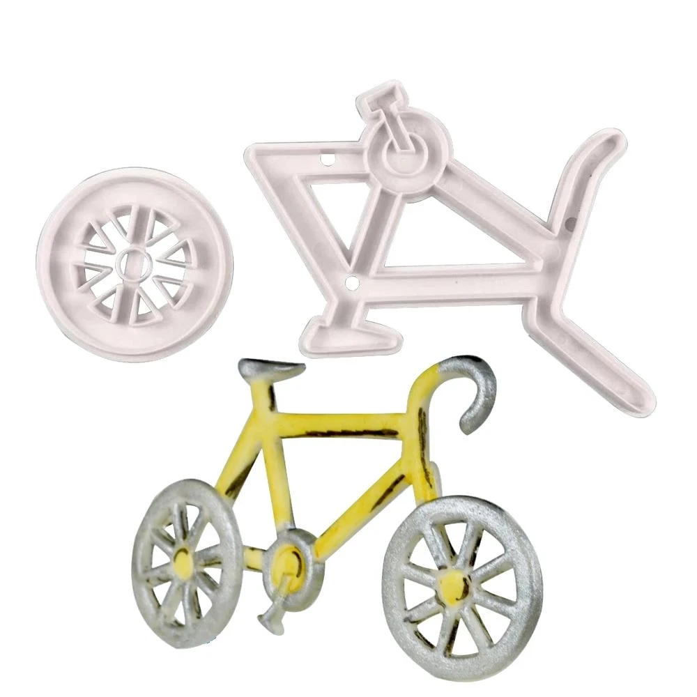 

Bicycle Cookie Cutter Plastic Fudge Biscuit Knife Baking Fruit Chocolates Cake Kitchen Tools Baking Mold Embossing Printing