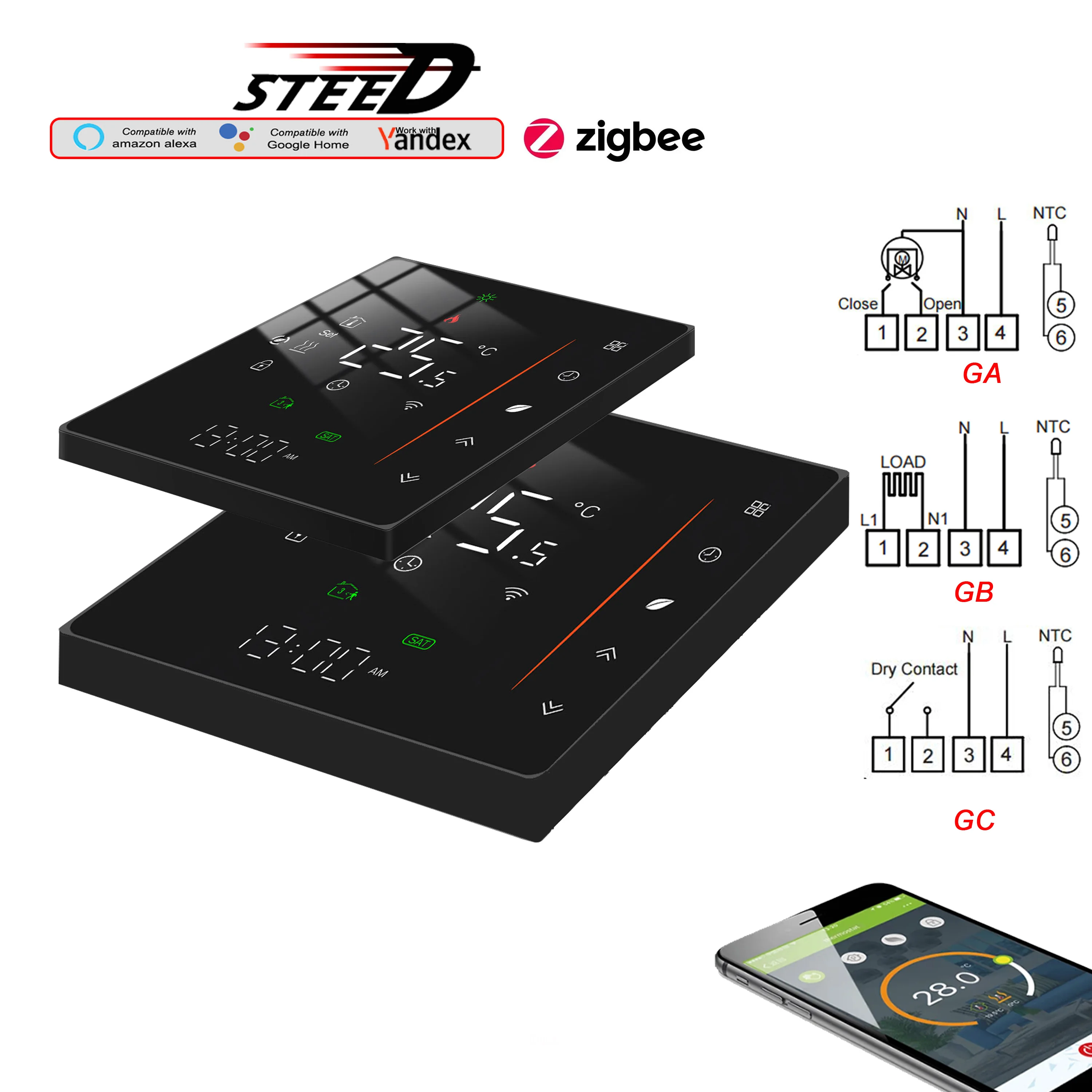 aquecimento termostato de contato seco para zigbee 05