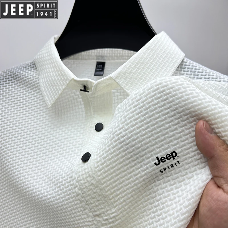 Embroidered High End Ice Silk Elastic Polo Shirt New Summer T-shirt Trendy Breathable Business Short Sleeve Luxury Top 3