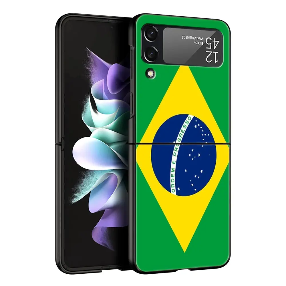 Brazil Flag Themed Black Folding Phone Case - Durable Hard Shell Cover