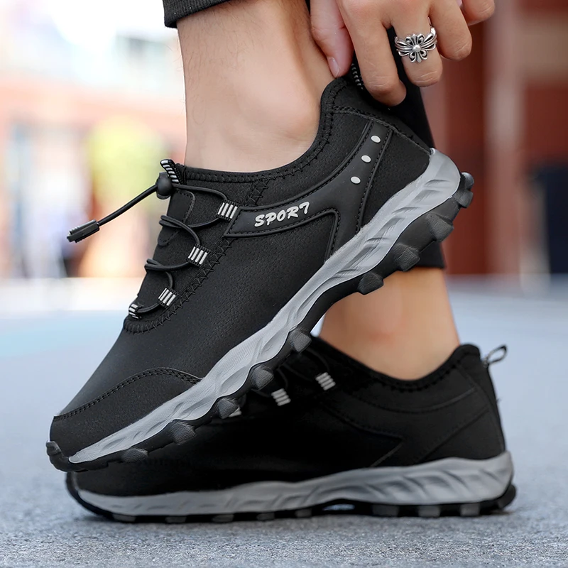 

Outdoor Fashion Leather Men Boots Comfortable Men Shoes Ankle Boots Short Winter Warm Work Shoes Big Size 38~47