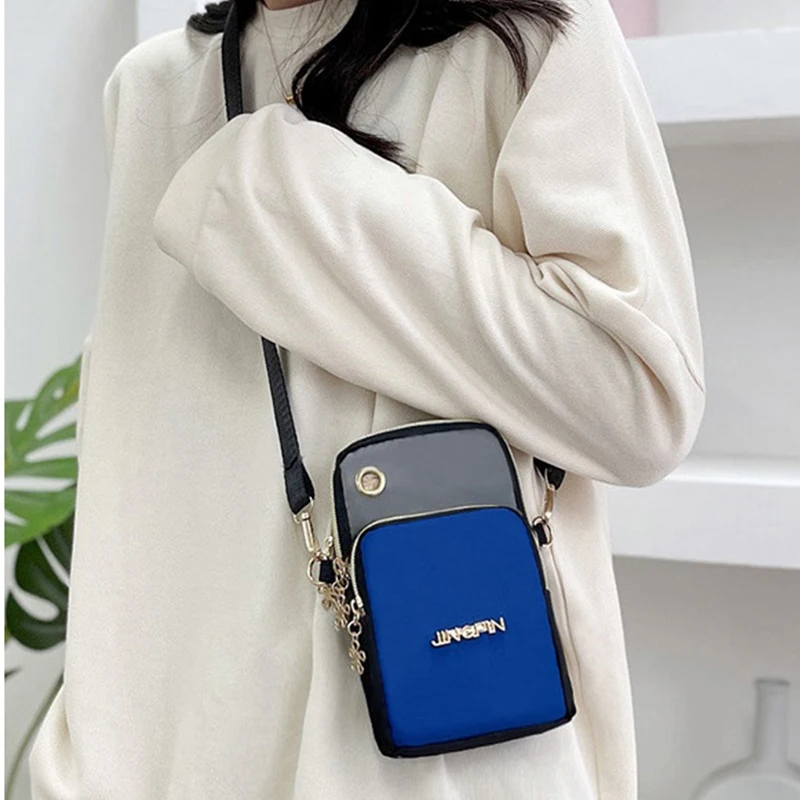Zipper Phone Bag, Fashion Portable Nylon Coin Purse Versatile Small Shoulder Bag
