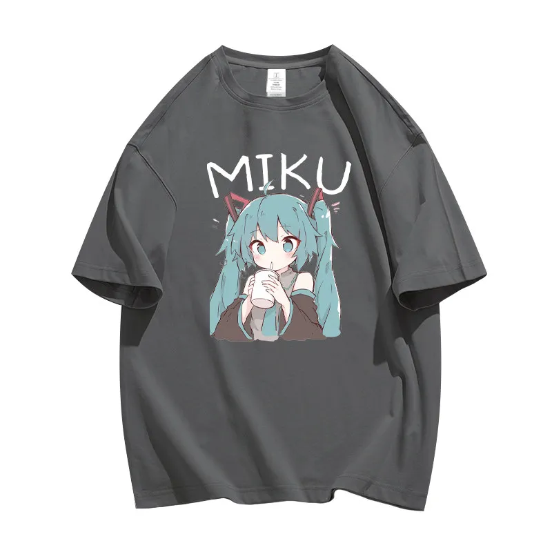 하츠네 미쿠 퓨처 코브랜드 남녀공용 반팔 티셔츠, 코스프레 순면 반팔 학생 루즈탑, 귀여운