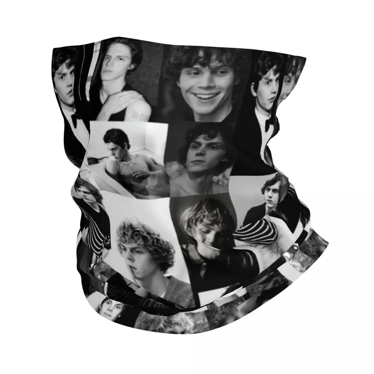 

Evan Peters Collage Bandana Neck Cover Printed Actor Movie Balaclavas Wrap Scarf Multifunctional Headband Hiking Unisex Adult