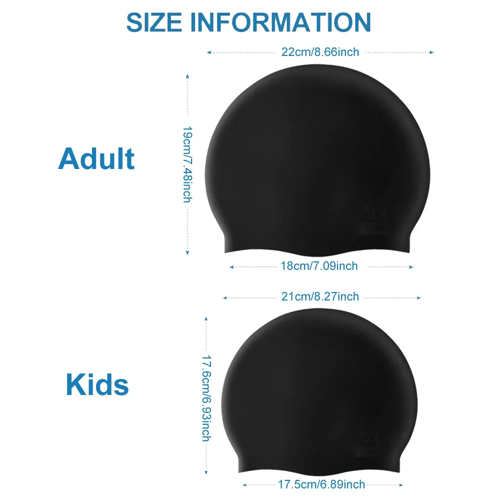 Silicone Swim Cap,Classic Unisex,Adult & Kids,Comfortable Durable Non-Slip Elastic Waterproof Swimming Hat,for Long & Short Hair 6