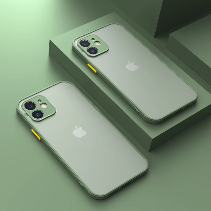thumbnail image 1 of Shockproof Armor Matte Case For iPhone 13 11 12 14 Pro Max Mini X XS XR 7 8 Plus Luxury Silicone Bumper Clear Hard PC Cover Capa, 1 of 5
