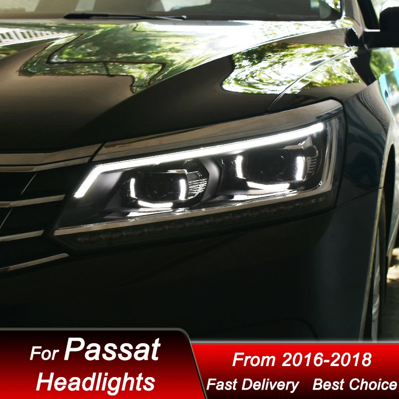 VW 파사트 16-18 용 자동차 헤드라이트, LED 자동차 헤드램프 어셈블리 업그레이드, 높은 구성 프로젝터 렌즈 액세서리 키트, 새로운 스타일