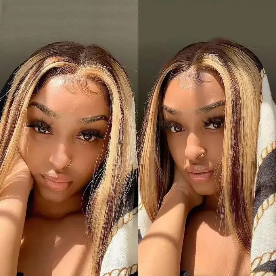 

Highlight Human Hair Bob Wig Short Straight Body Curly Bob Wig Lace Front Human Hair Wigs Piano Cheap Wig On Clearance Seal