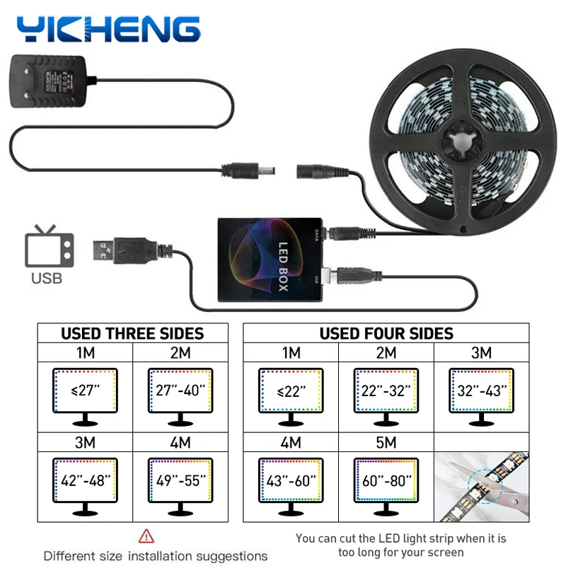  TV PC   Ʈ, RGBIC LED Ʈ, HDTV ǻ  ȭ, ÷ ũ, Ʈ  , ںƮ 