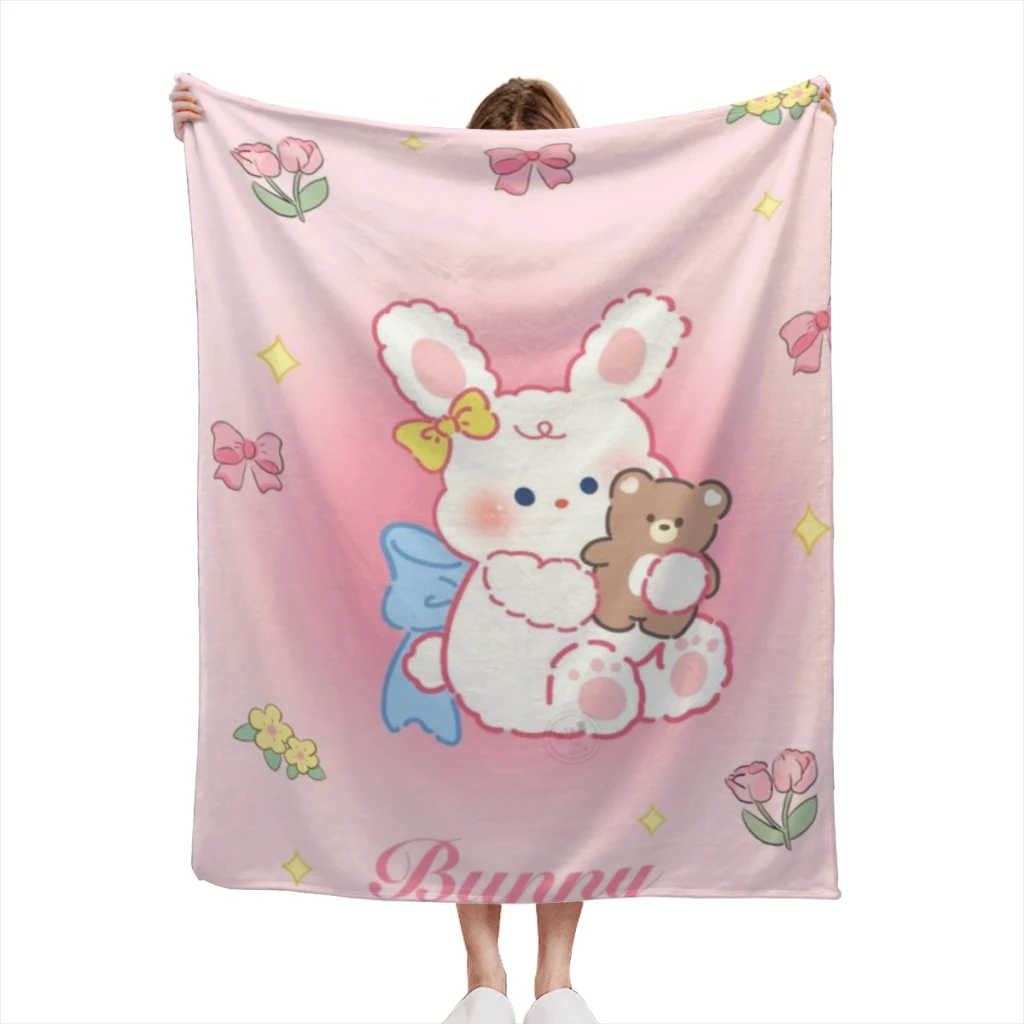 

Cute Bunny Cartoon Light Blanket Flannel Warm Soft Extra Soft Throw Office Nap Sleep