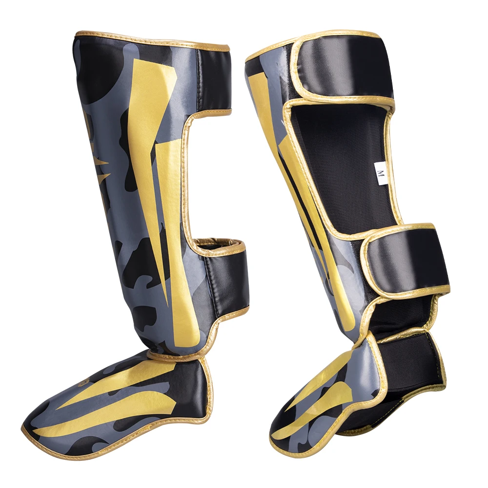 MMA Shin Guards Kick Boxing Protector Taekwondo Leggings Ankle Protection Colorful Muay Thai Instep Guard Pads for Kids Men