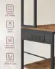 Bakers Rack with   Coffee Bar Stand with Adjustable Storage Shelves  Fabric Drawer  12 Hooks  Table for Microwav 5