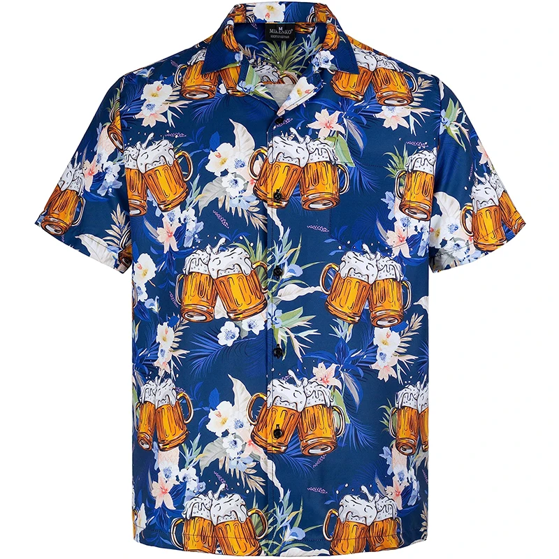 thumbnail image 1 of Camisa hawaiana con estampado completo de cerveza para hombre, camisas playeras de manga corta con botones, blusas de gran tamaño para hombre, ropa, 1 of 4