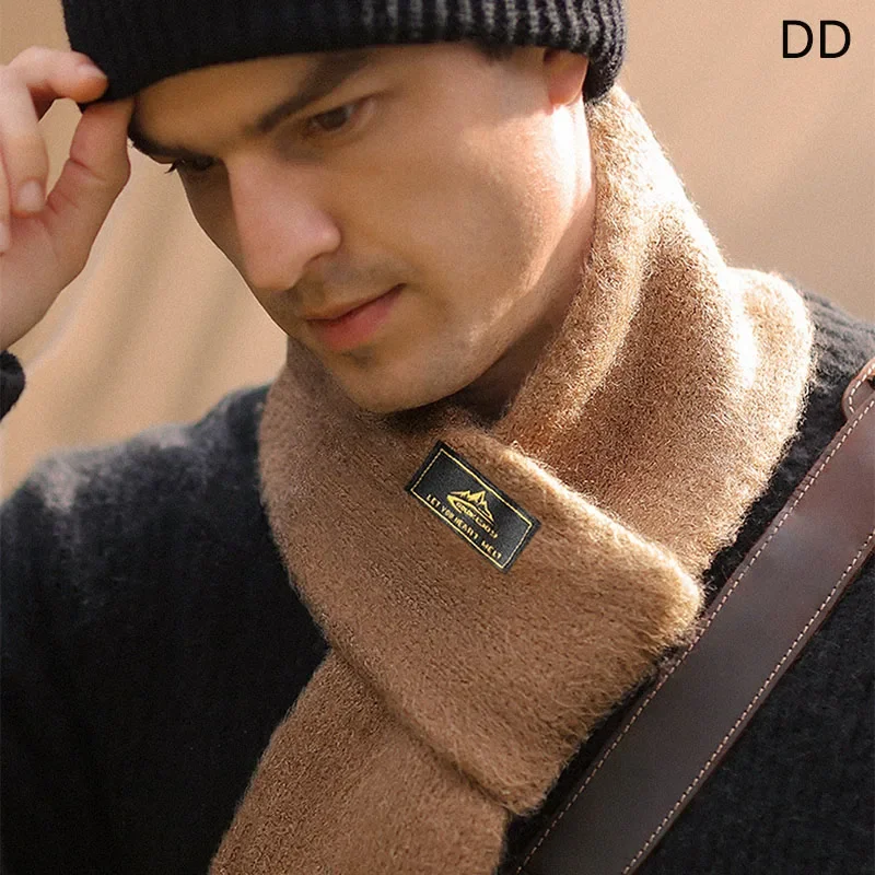 Men Scarf Winter Imitation Mohair Cashmere Muffler Outdoor Leisure Warm Knit Soft Simple Shawl Male Japanese Teen
