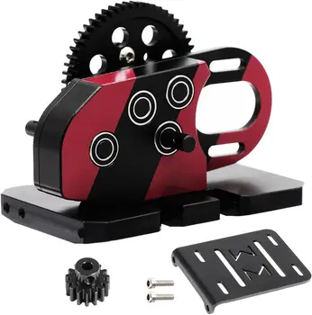 Red AMK 1/10 Overdrive 30% Metal Differential LCG Transmission with POM Skid Plate for RC Crawler Axial SCX10 Capra Element Gspeed 7