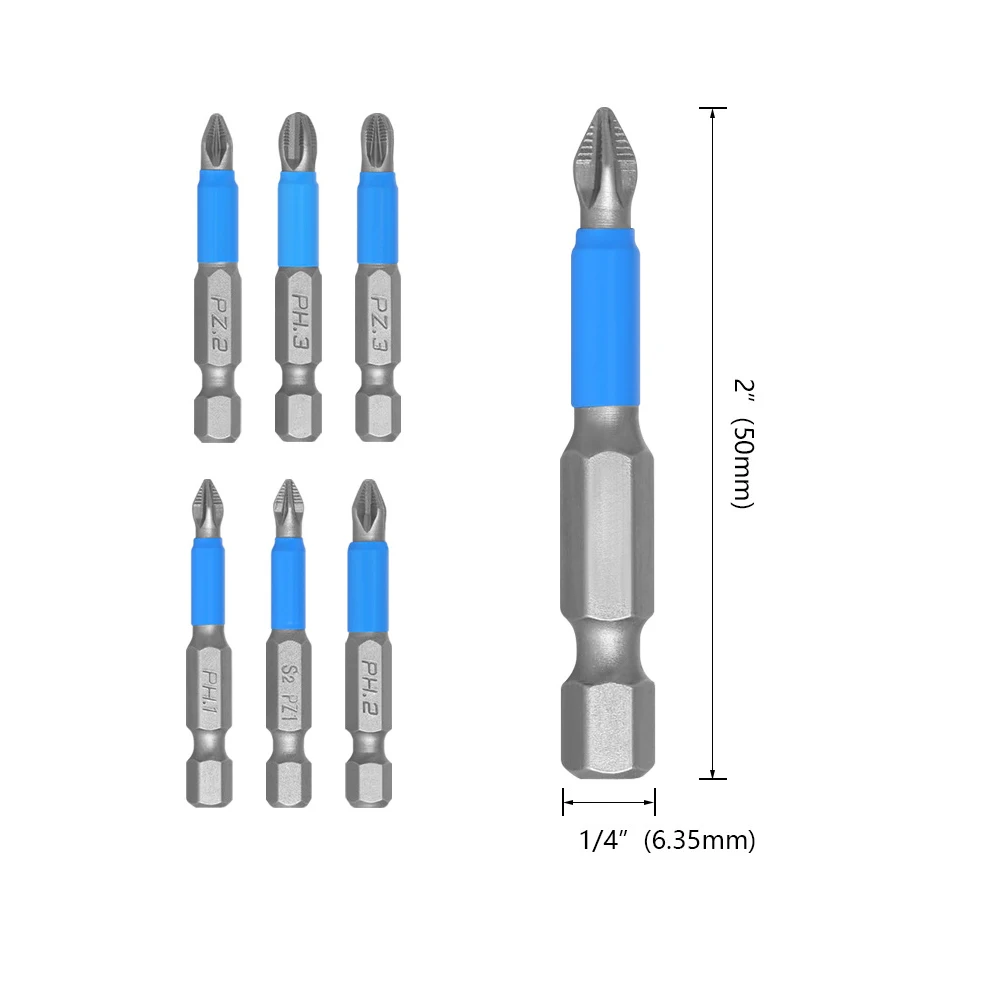 6Pcs Non-Slip Magnetic Screwdriver Bit Set Hex Shank Phillips/Cross Head Screwdriver Drill Bit PH1/PH2/PH3/PZ1/PZ2/PZ3 magnetic screwdriver bits drill bit set drill bits drill bit electric screwdriver bits screwdriver bit set