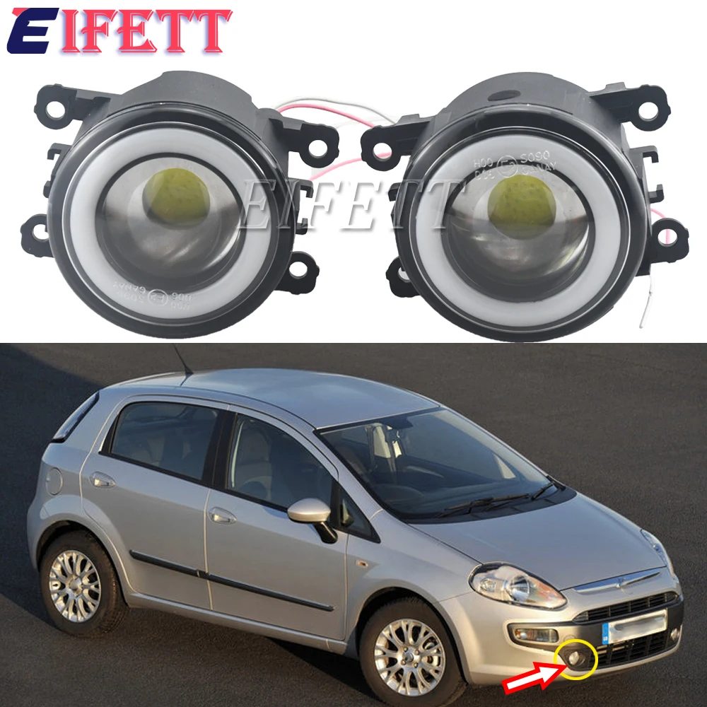 Paire De Feux Phares Fiat Punto Evo 09-12 Daylight DRL Led Chrome