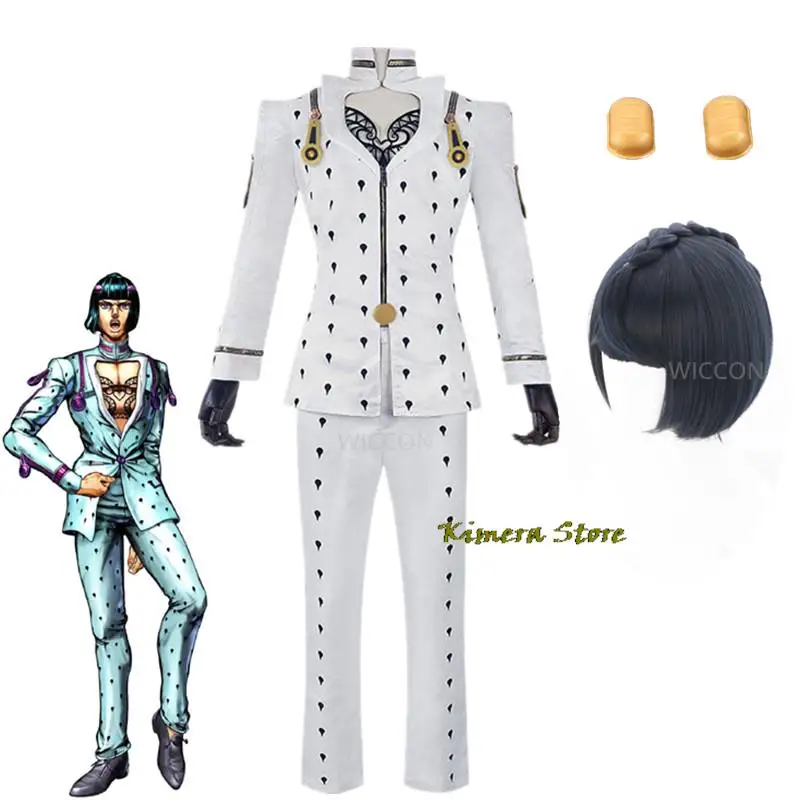 

Anime JoJo's Bizarre Adventure Bruno Bucciarati Cosplay Costume Black White Suits Uniform Zentai Full Sets