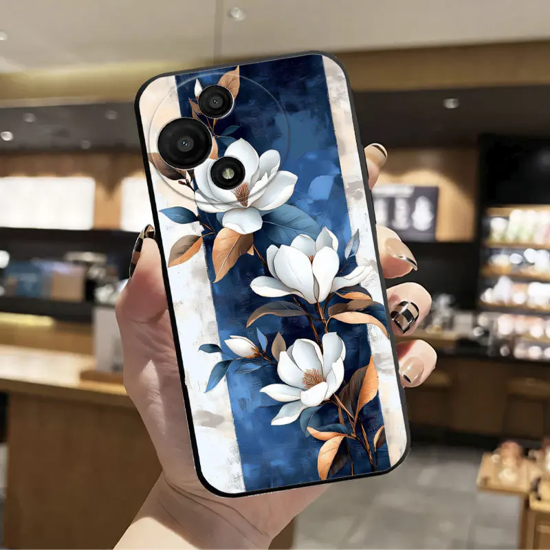 Fashion Print Black Silicone Phone Case - Soft Protective Cover