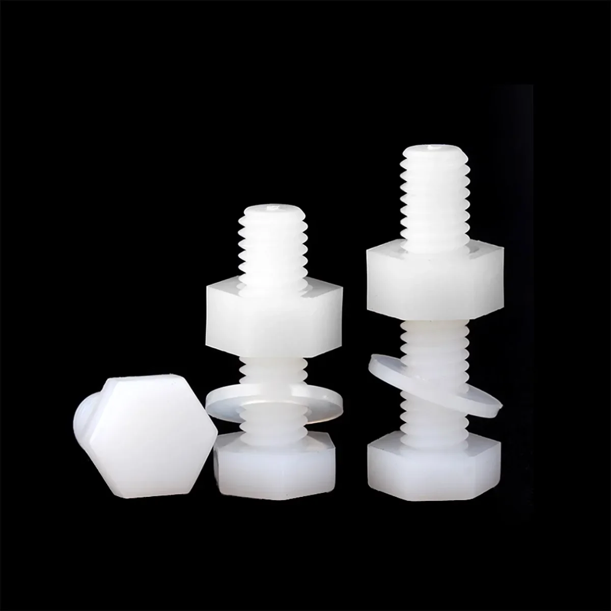 

White Nylon External Hexagonal Screw Flat Washer Nut Set Combination Plastic Insulated Bolt M3M4M5M6M8M10M12M16