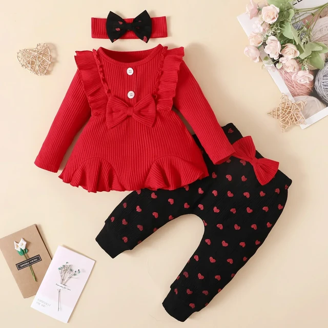 Ropa de niña recién nacida de 0 a 3 meses, conjuntos de niña pequeña con  lazo grande, Top + Pantalones, ropa infantil, venta completa - AliExpress