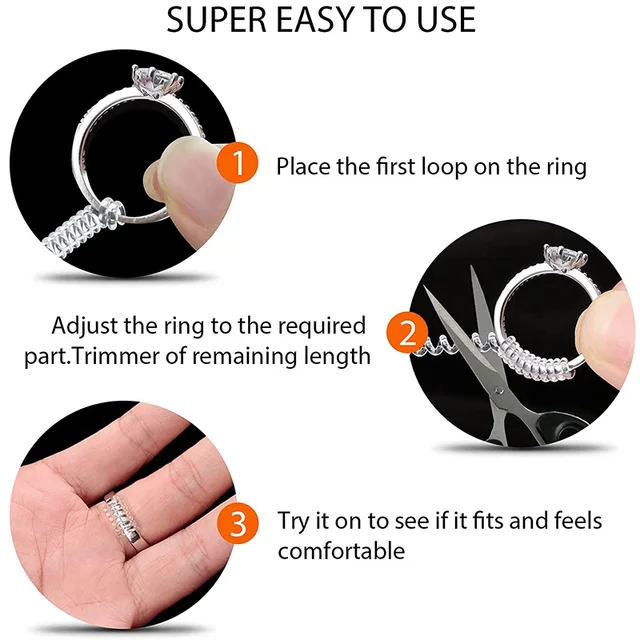 8Pieces/Set Clear Invisible Ring Guard Spring Telephone Line Adjustment  Ring Resizer Make Ring Smaller to Fit Fingers - AliExpress