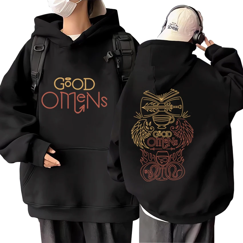 

New in America TV Play Good Omens Hoodie Men Women ' s Loose streetwear Fleece Long sleeve Clothing Unisex pullover Sweatshirts