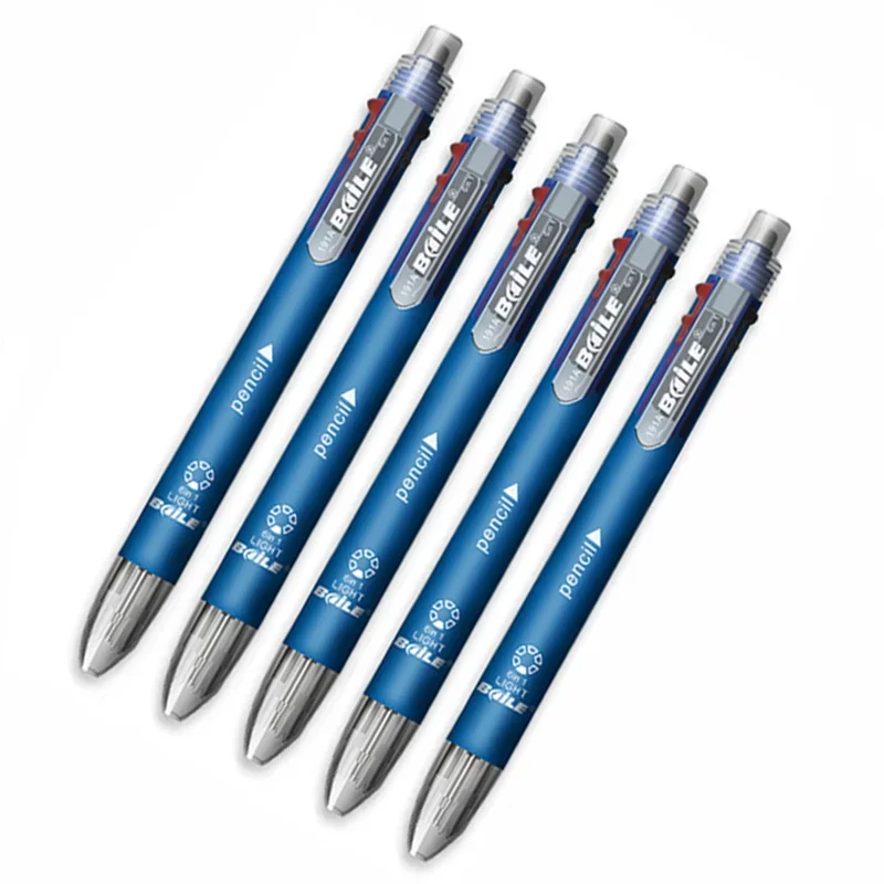 6 in 1 Multifunction Pen Set With 0.7mm Ballpoint Pen Refill 0.5mm Mechanical Pencil Lead 5pcs/lot