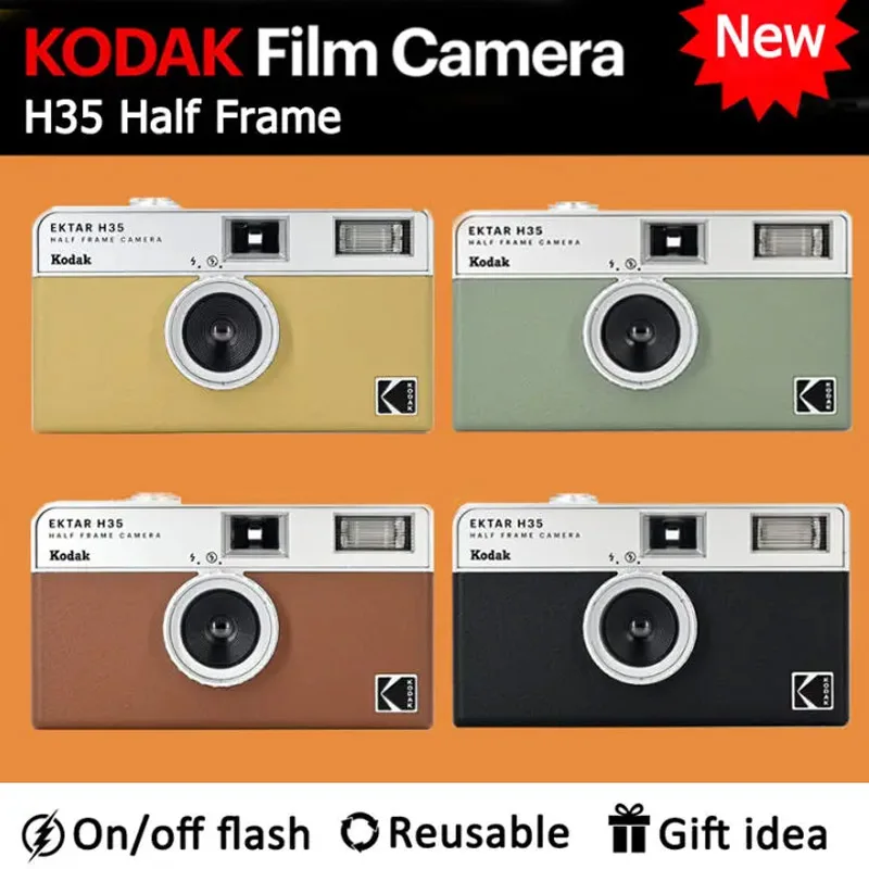 KODAK EKTAR H35 / H35N Half Frame Camera 35mm Film Camera Reusable Film With Flash For Gift Optional FilmRoll