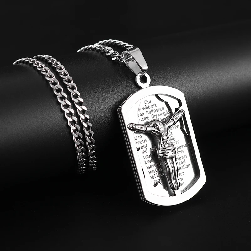 Men's Stainless Steel Jesus Christ Crucifix Sideways Cross Bracelet - 8.46" Curb Chain