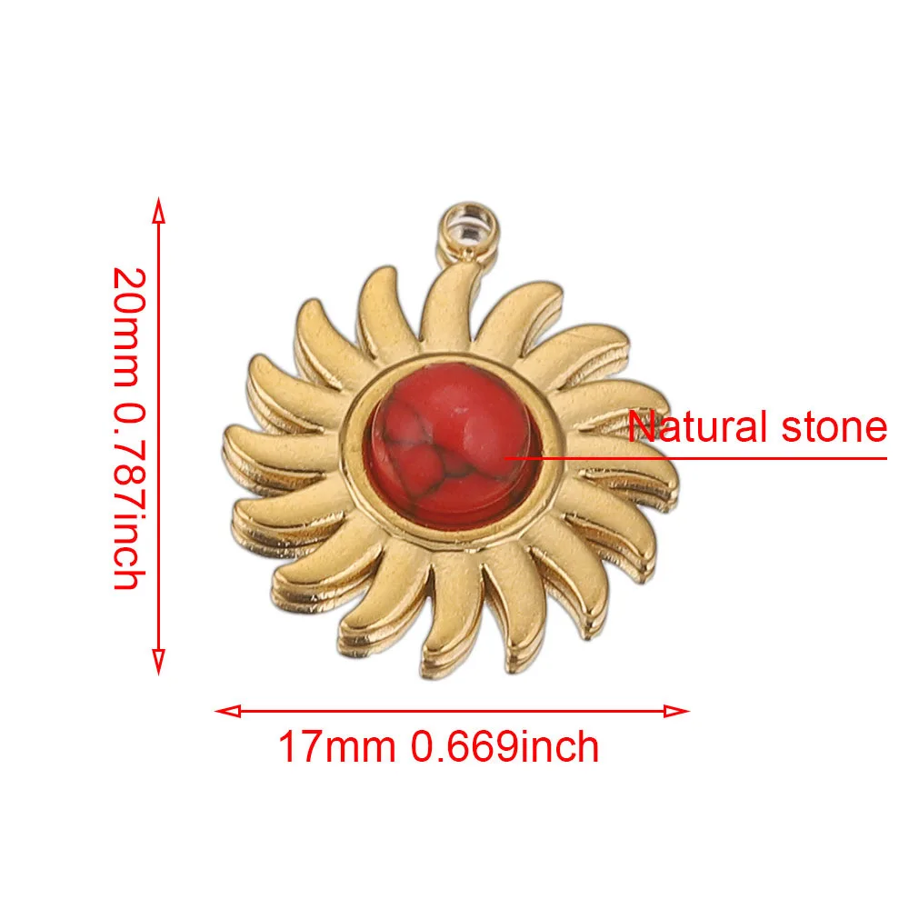 Stainless Steel Sun Pendant Bohemian Style Natural Stone Pendant DIY Earrings Necklace Accessories 4